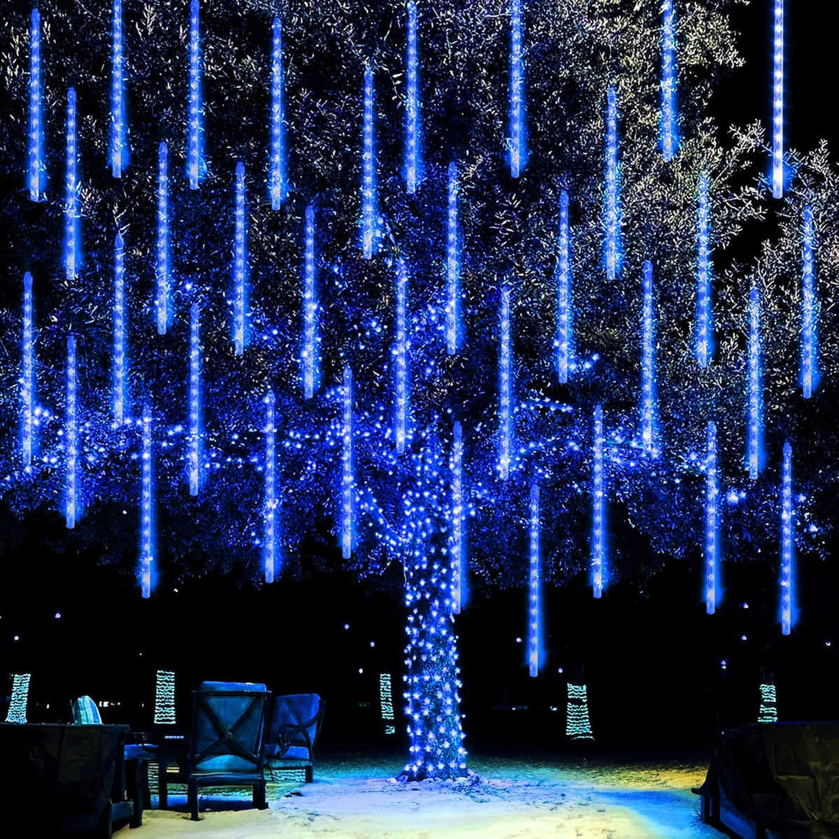 Dazzle Bright 864LED Christmas Light, Meteor Shower Rain Lights 11.8 Inch 24 Tubes, Waterproof Plug