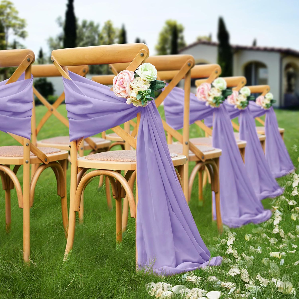 VACVELT Wedding Arch Draping Fabric, Lilac Chiffon, 1 Panel Sheer Drapes, 30 Inch x 20ft Chiffon
