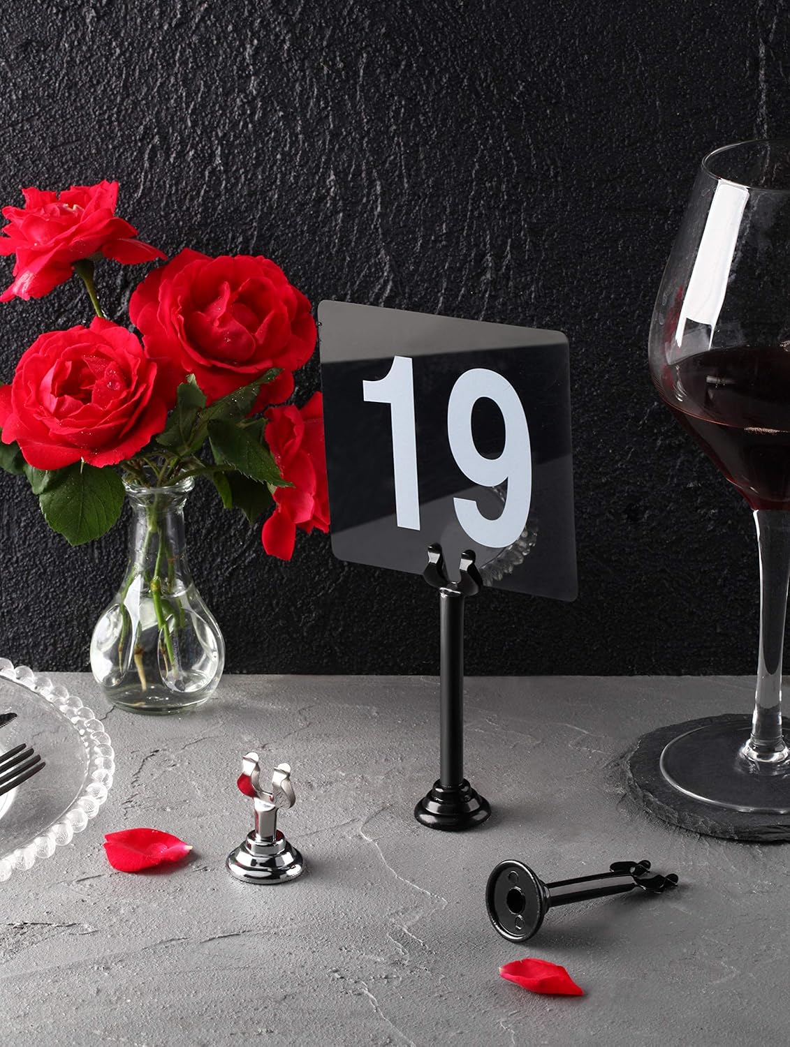 New Star Foodservice 27761 Triton/Ring-Clip Table Number Holder/Number Stand/Place Card Holder, Set