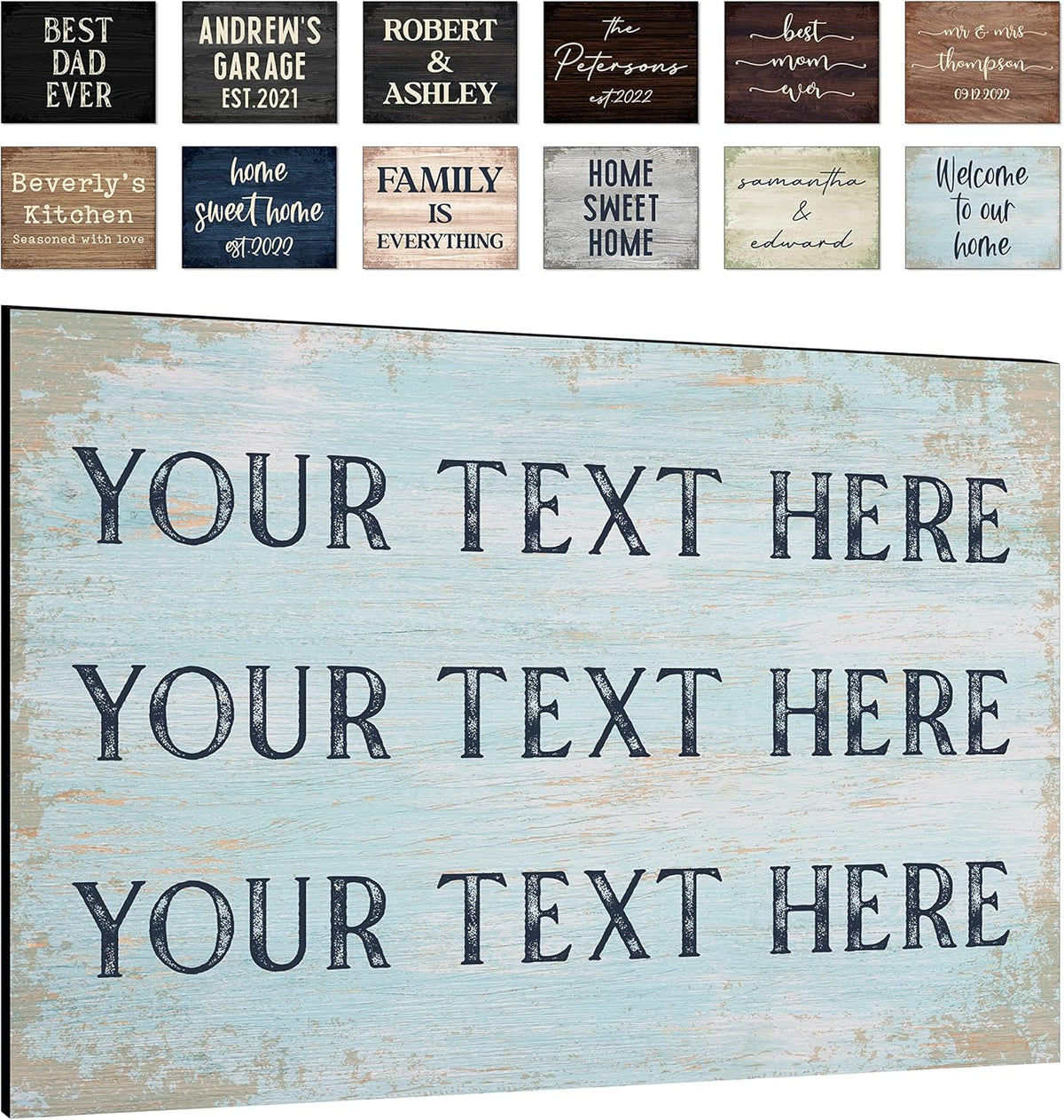 Personalized Signs for Home, Custom Sign with Any Text, 3 Sizes - 12 Background Options & 8 Fonts