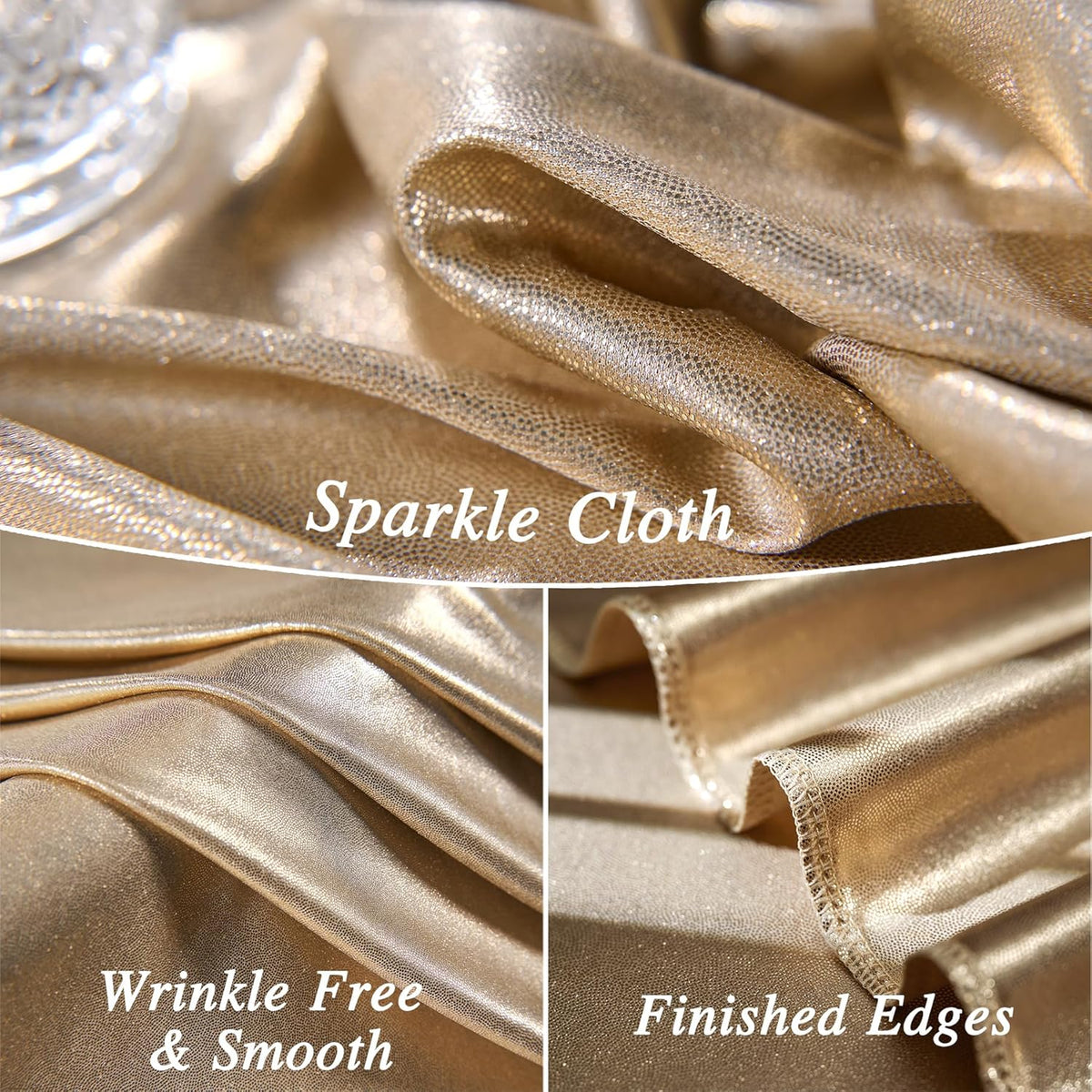20ftx10ft Champagne Sequin Backdrop Curtain for Parties, 4 Panels Wrinkle Free Glitter Photo