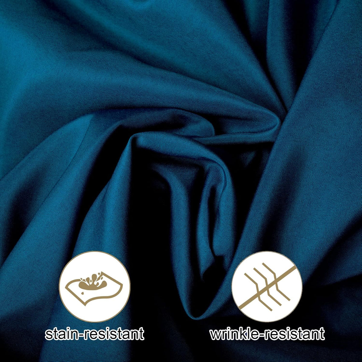 Ascoza 2pack 90 Inch Peacock Blue Round Tablecloth in Washable Polyester Fabric for