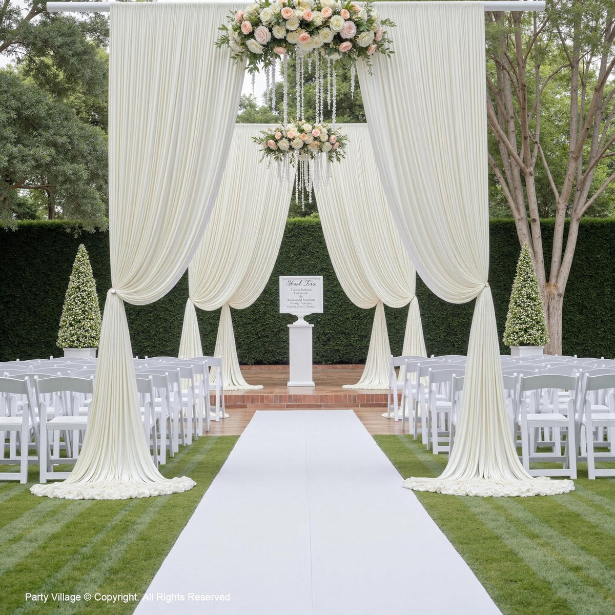 PartyVillage 10ft×15ft Ivory Backdrop Curtain for Wedding Parties, 2 Panels Wrinkle Free 15 FT Long