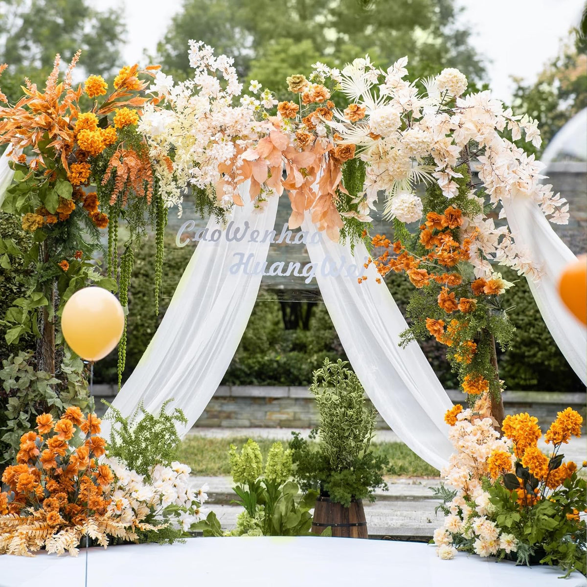 Wedding Arch Draping Fabric 2 Panels 28.7" x 20FT White Sheer Chiffon Backdrop Drapes for Wedding