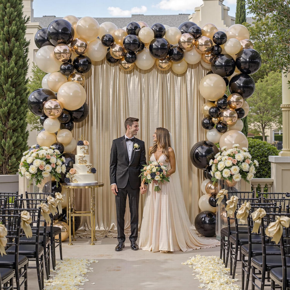 10x10ft Thick Champagne Glitter Backdrop Curtain Panels for Parties, Wrinkle Free Sequin Sparking