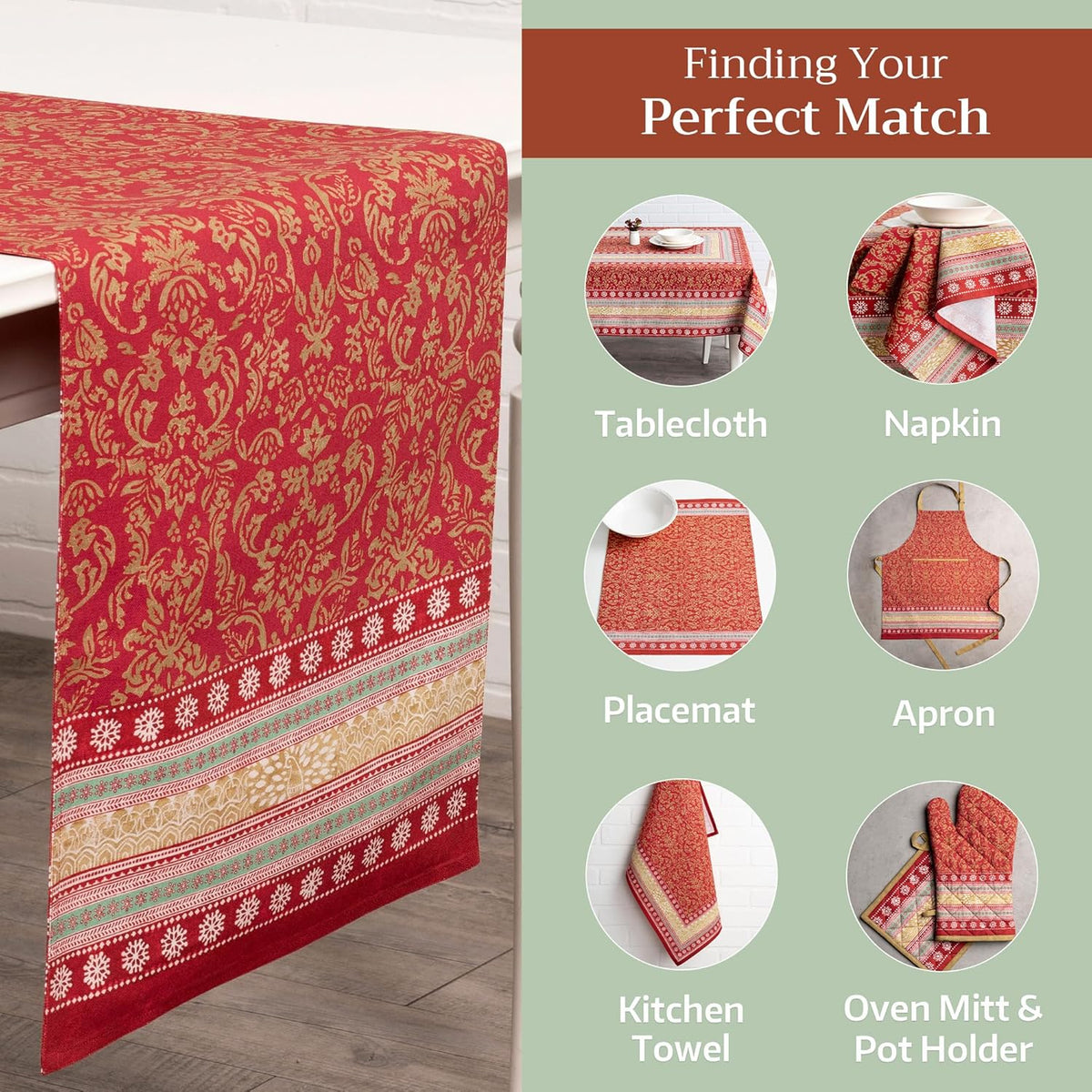 Maison d' Hermine Table Runner 100% Cotton Double Layer Table Runners 108 inches Long Decorative