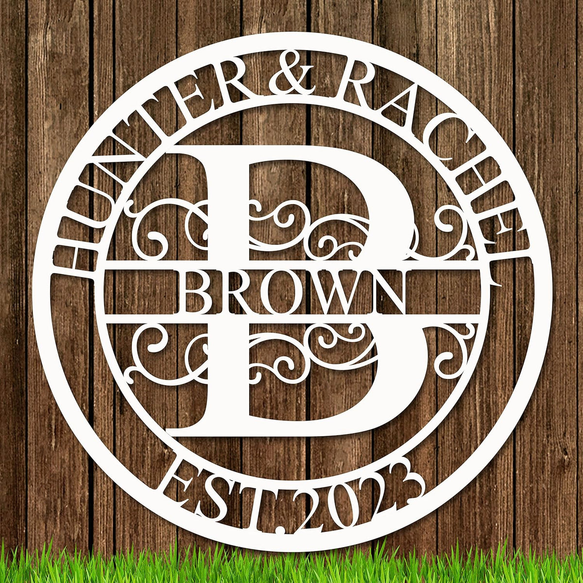 Custom Metal Sign - Family Name Sign - Personalized Metal Signs for Outdoor - Split Letter Monogram