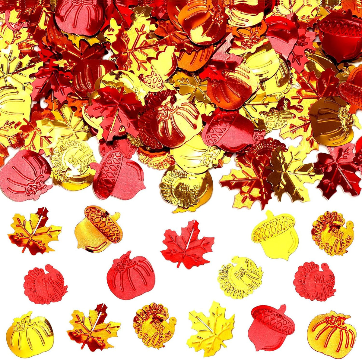 MARFOREVER Fall Thanksgiving Glitter Confetti, Fall Party Decorations Autumn Metallic Foil Confetti