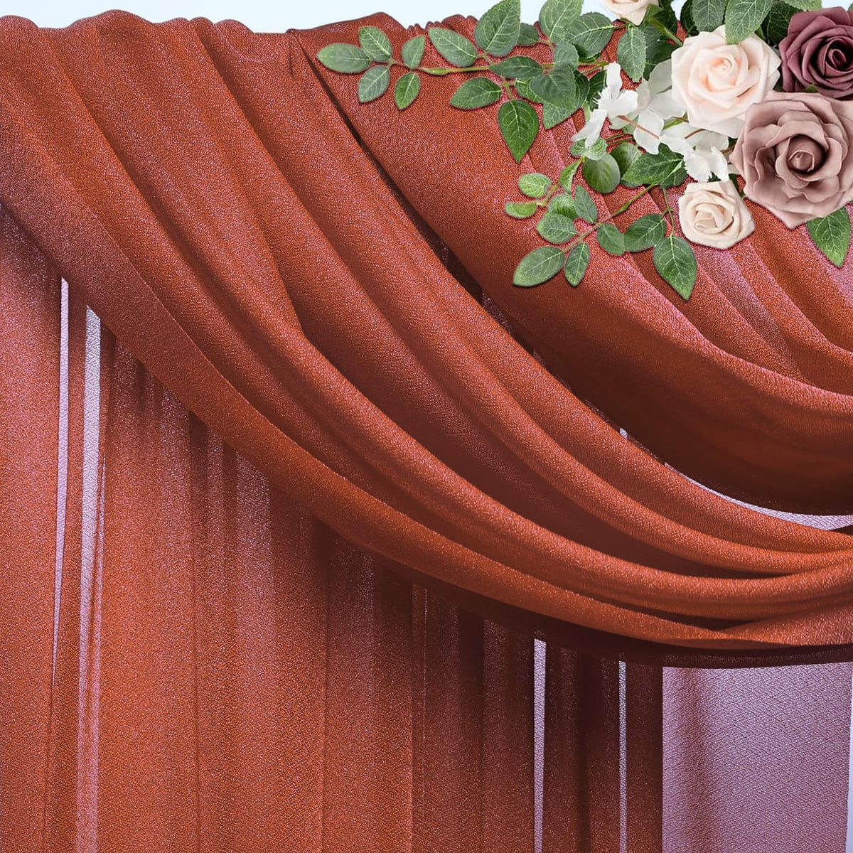 Wedding Arch Draping Fabric 6 Panels 28.7" x 20FT Terracotta Sheer Chiffon Backdrop Drapes for