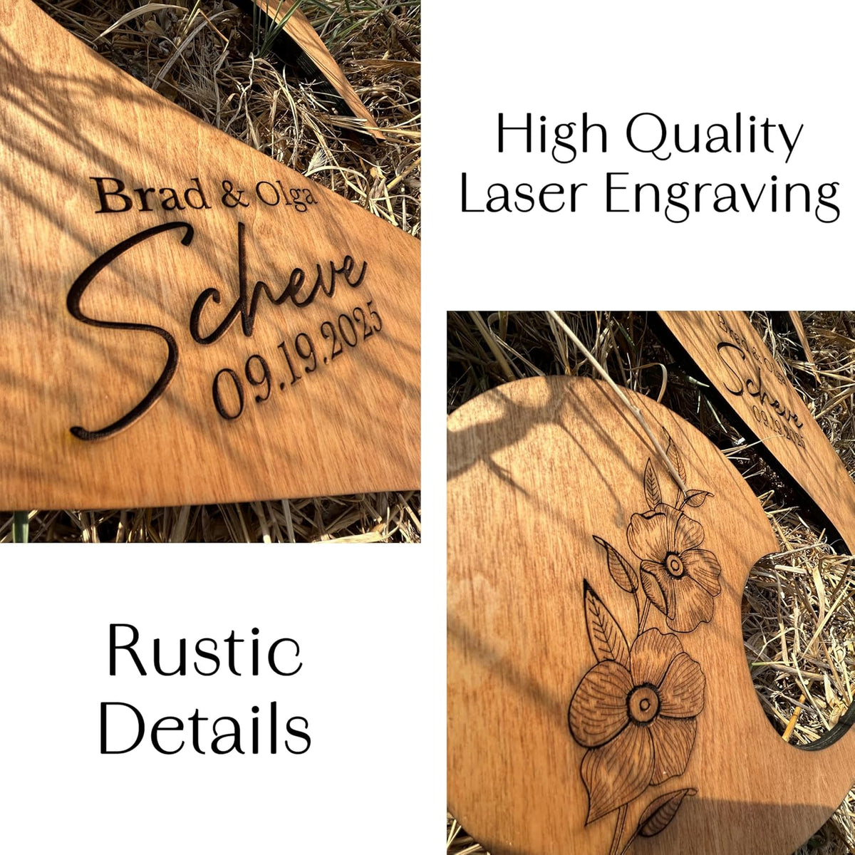 Wedding Guestbook Sign for Couple - Personalized Round Wooden Sign with Initial Letter, Rustic