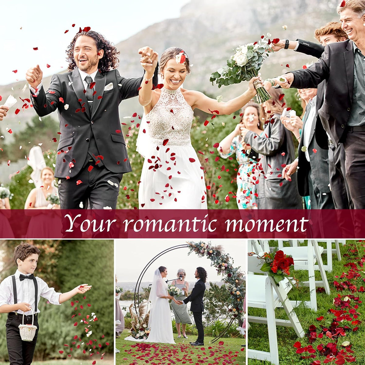 300 PCS Dried Real Red Rose Flower Petals Confetti for Wedding, 2.82oz Preserved Freeze Flower Girl