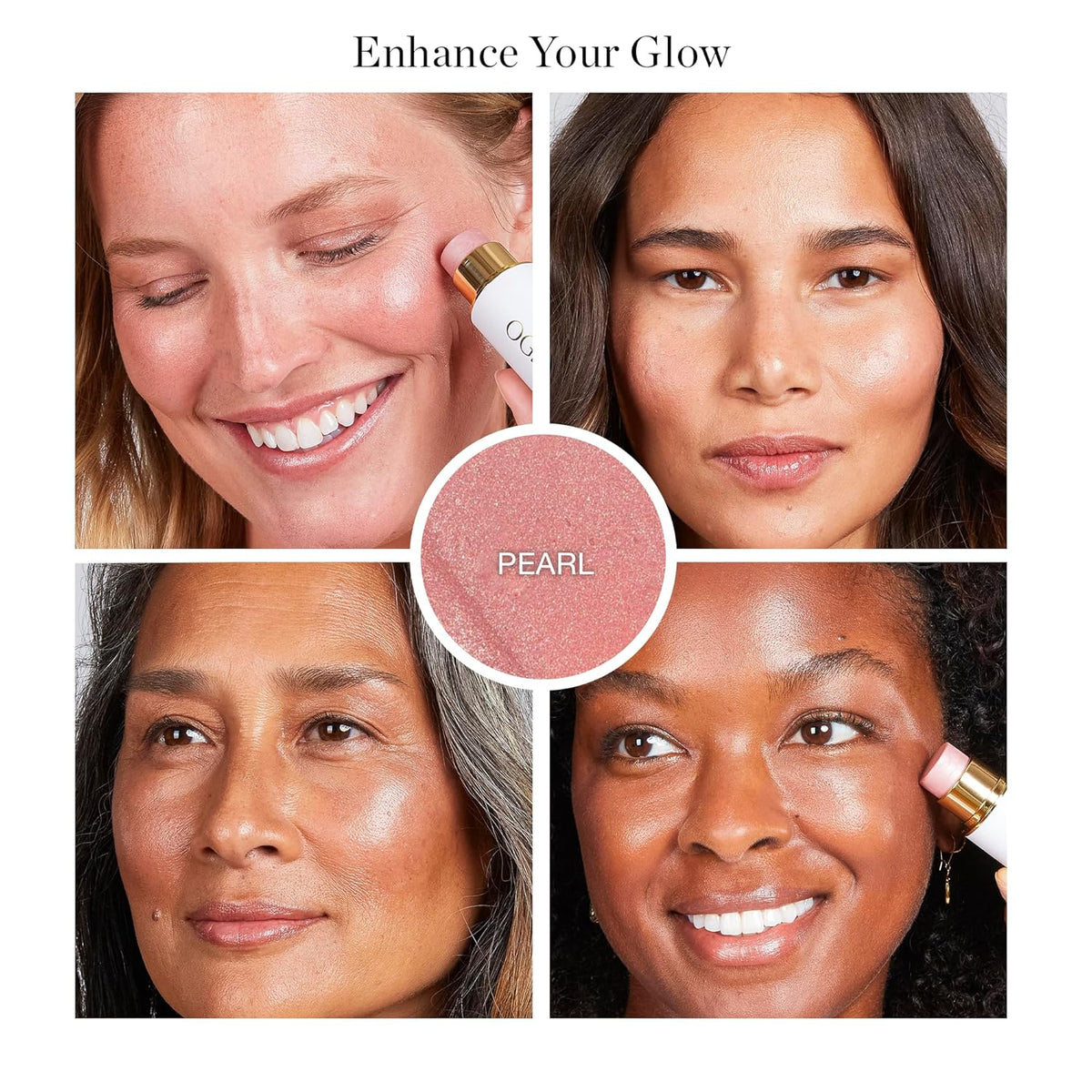Ogee Sculpted Face Stick (PEARL - PEARLESCENT PEONY SHIMMER) Certified Organic Highlighter Makeup