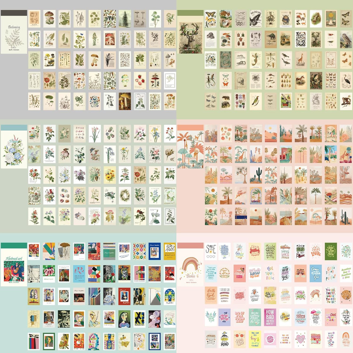 12 Sets 600 Sheets Washi Stickers for Journaling, Boho, Abstract, Vintage Scrapbook Sticker Set for
