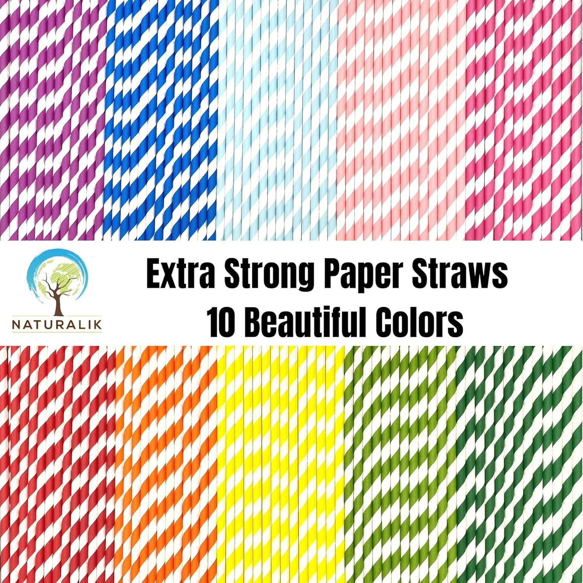 300-Pack Multi-Color Extra Durable Paper Straws - Biodegradable Premium Paper Straws for Juices