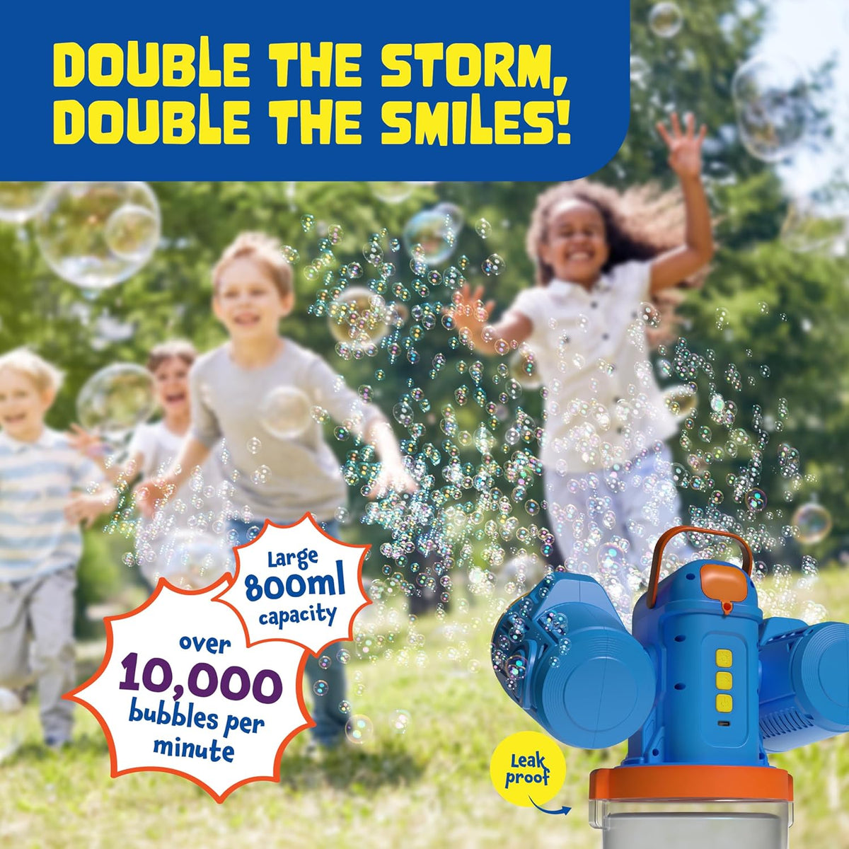Croove Rechargeable Bubble Machine for Kids, 180° Rotation 10,000+ Big Bubbles Per Minute, Boy