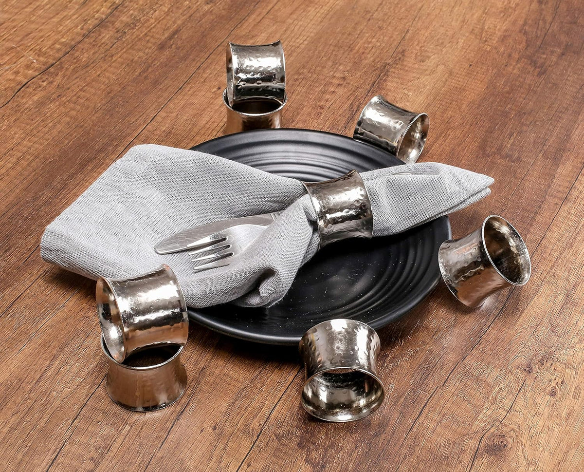 Silver Napkin Rings-12 PCS Heavy Duty Metal Spiral Napkin Rings, Handcrafted Napkin Holders Buckles