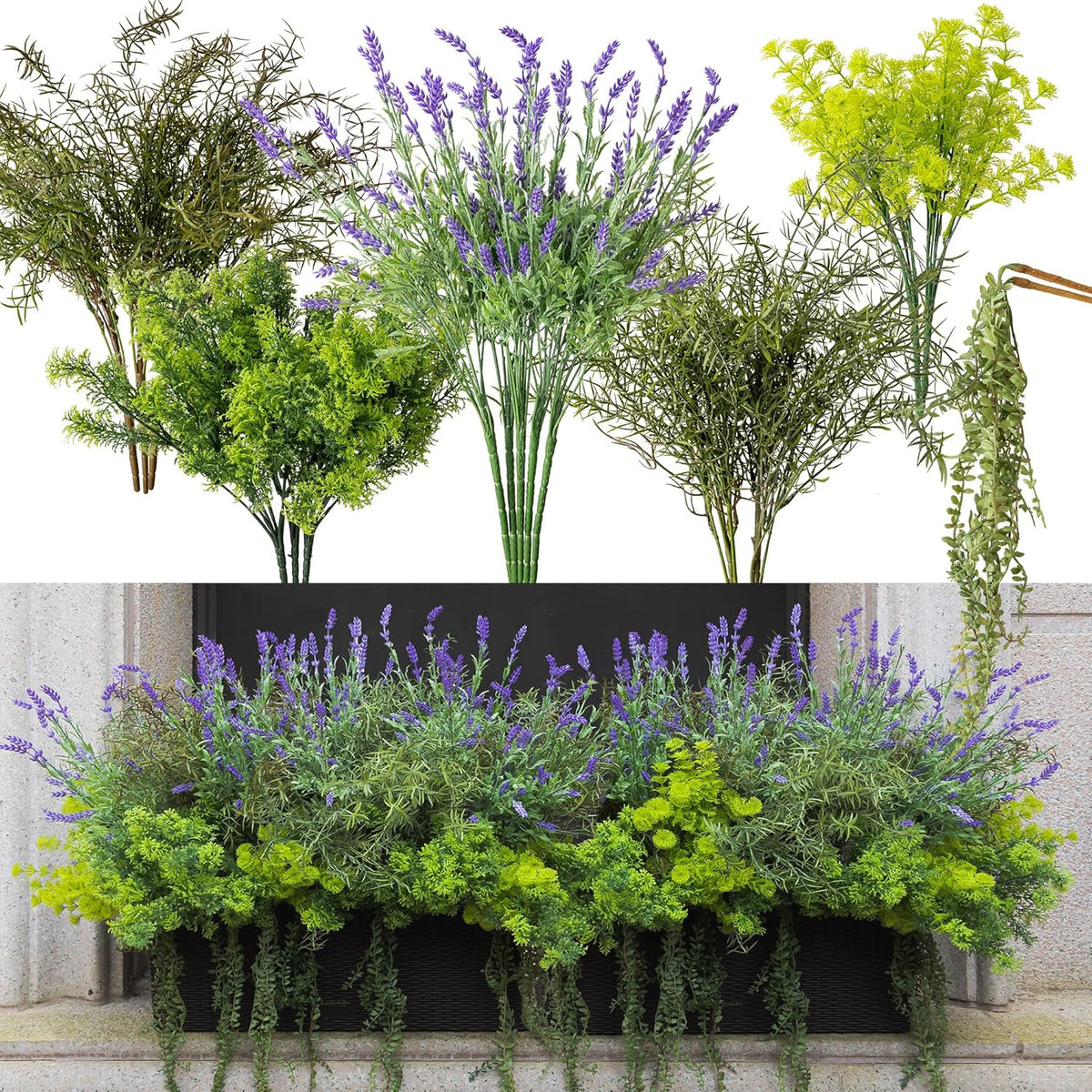 PARTY JOY 17 Bunches Fake Plants Outdoor, Fake Bushes UV Resistant Artificial Flowers Greenery