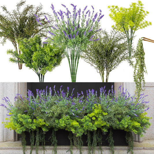 PARTY JOY 17 Bunches Fake Plants Outdoor, Fake Bushes UV Resistant Artificial Flowers Greenery