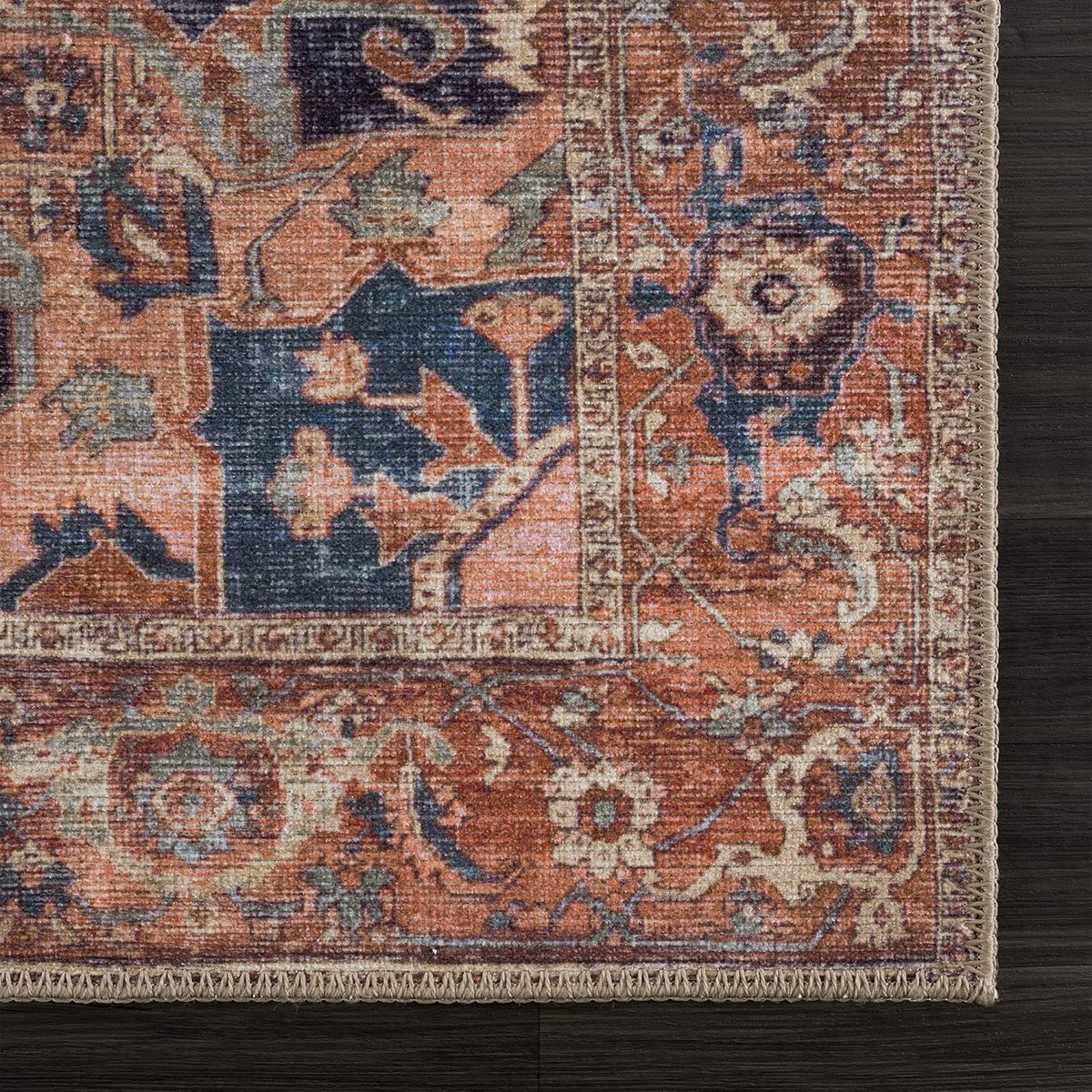 Bloom Rugs Washable 7 ft Runner - Beige/Terracotta Traditional Runner for Entryway, Hallway