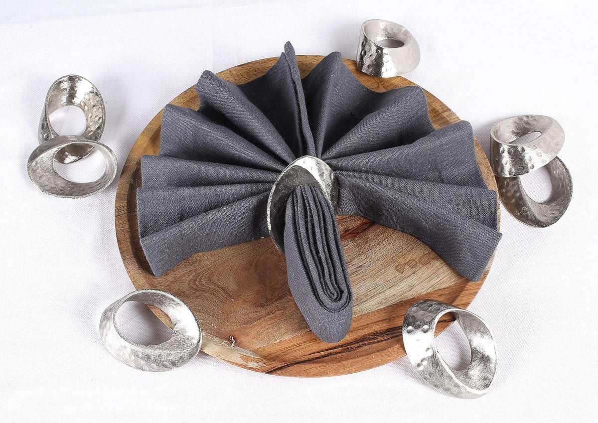 Metal Napkin Rings - Mobius Napkin Ring Loop Design - Napkin Ring Holder Set of 12 for Family
