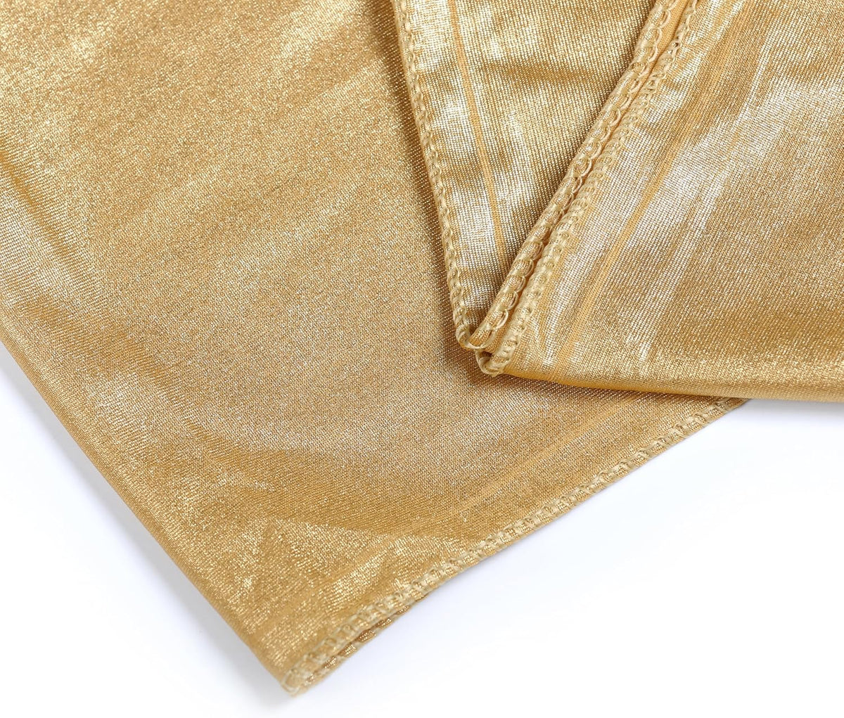 VDS Pack of 125 PCS | Metallic Gold | Spandex Chair Sashes Bows without Buckle | Stretch Elastic