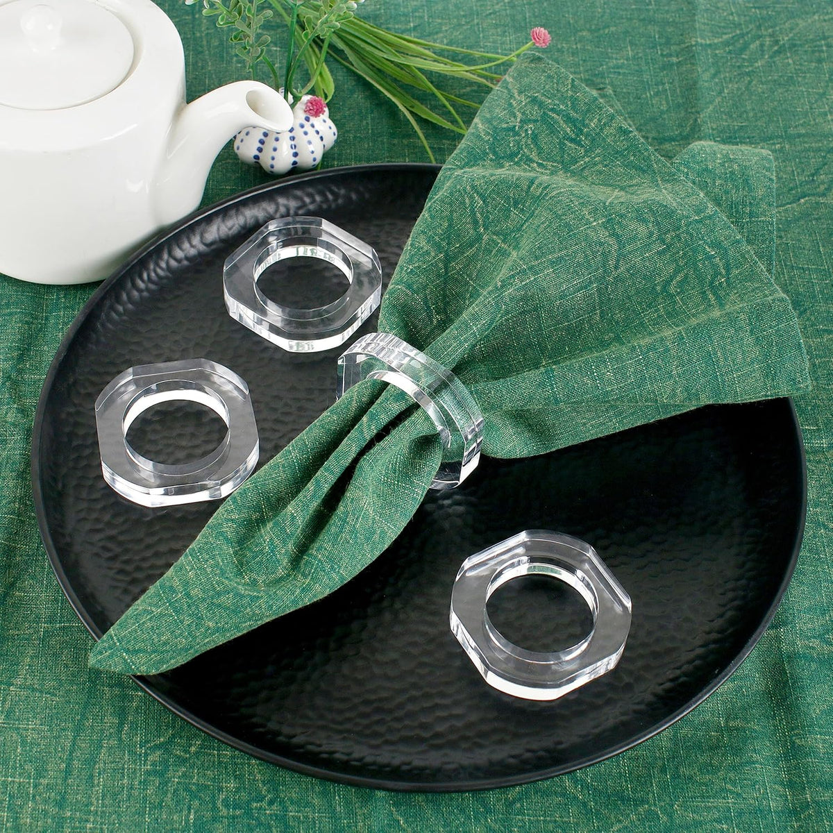 Clear Napkin Holder, Napkin Rings Set of 12, Fall Thanksgiving Christmas Napkin Rings, Festival