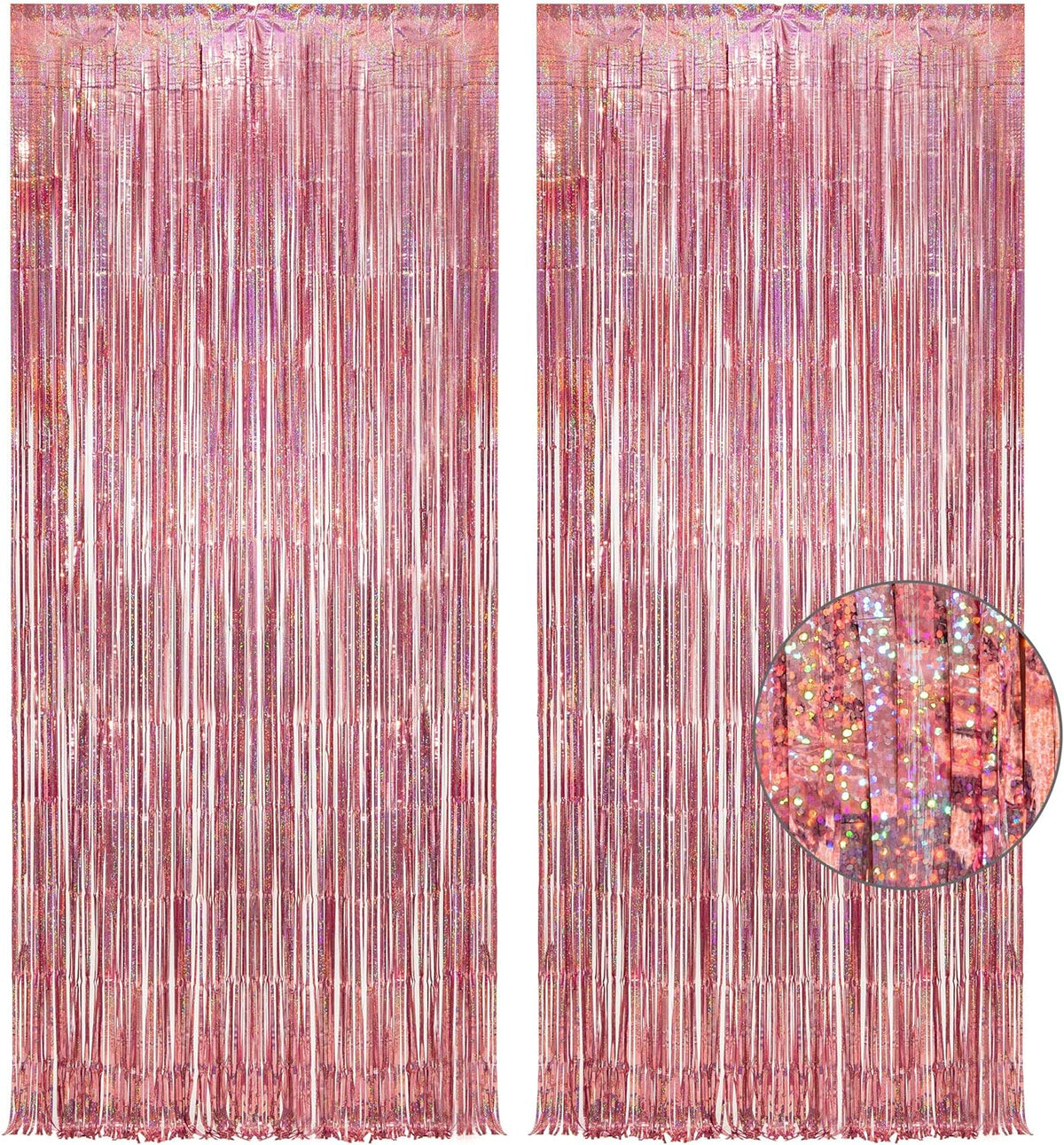 Rose Gold Tinsel Party Backdrop - GREATRIL Foil Fringe Curtain Party Photo Booth Backdrop for