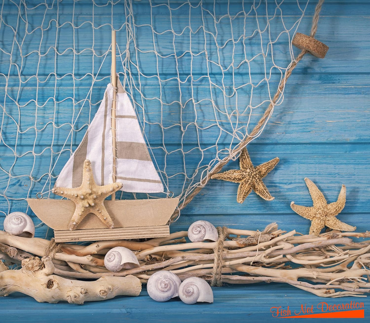 Natural Fish Net Party Decorations for Pirate Party, Hawaiian Party, Nautical Themed Cotton Fishnet