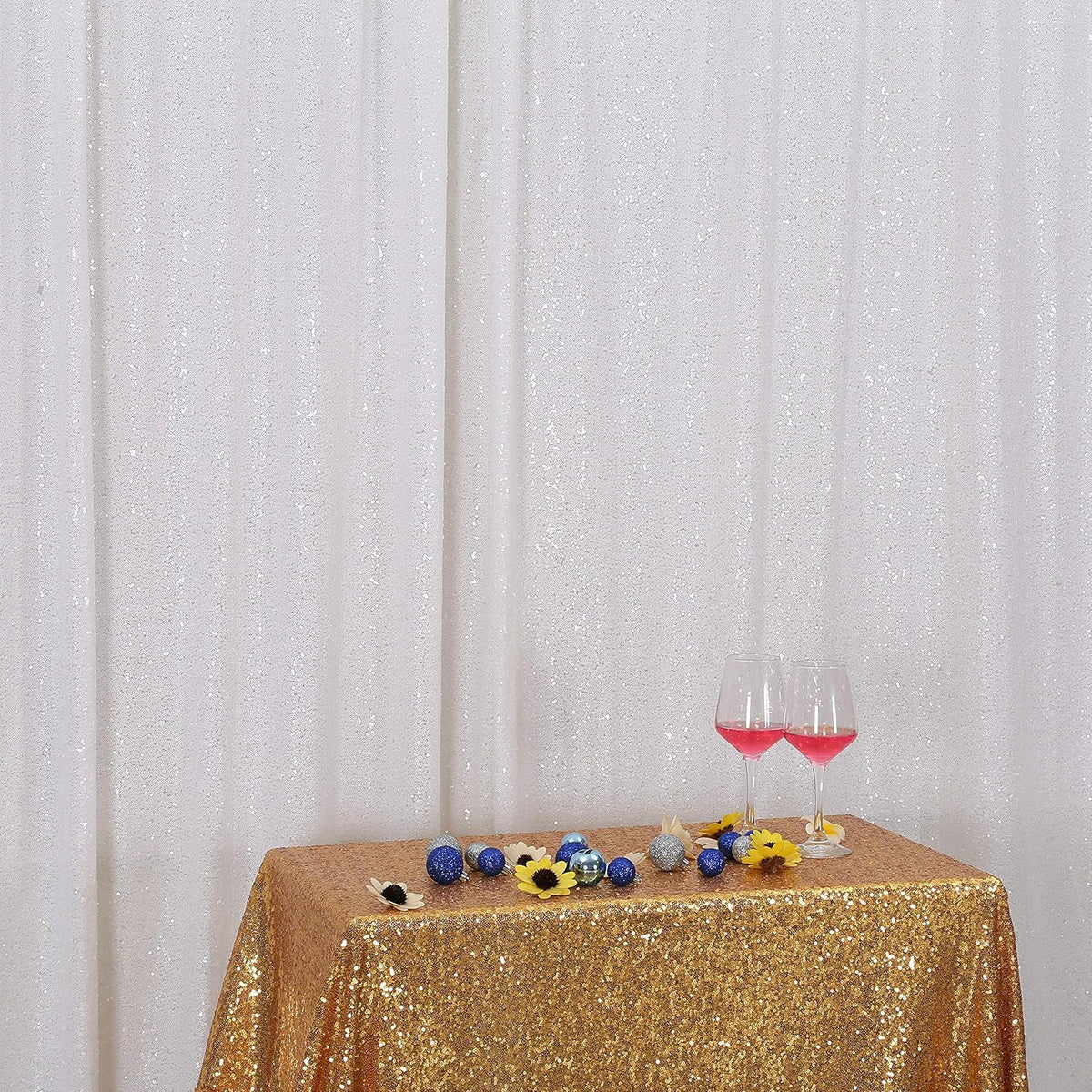 Eternal Beauty White Sequin Backdrop, 5x7 Ft Glitter Background Curtains for Christmas Shimmer