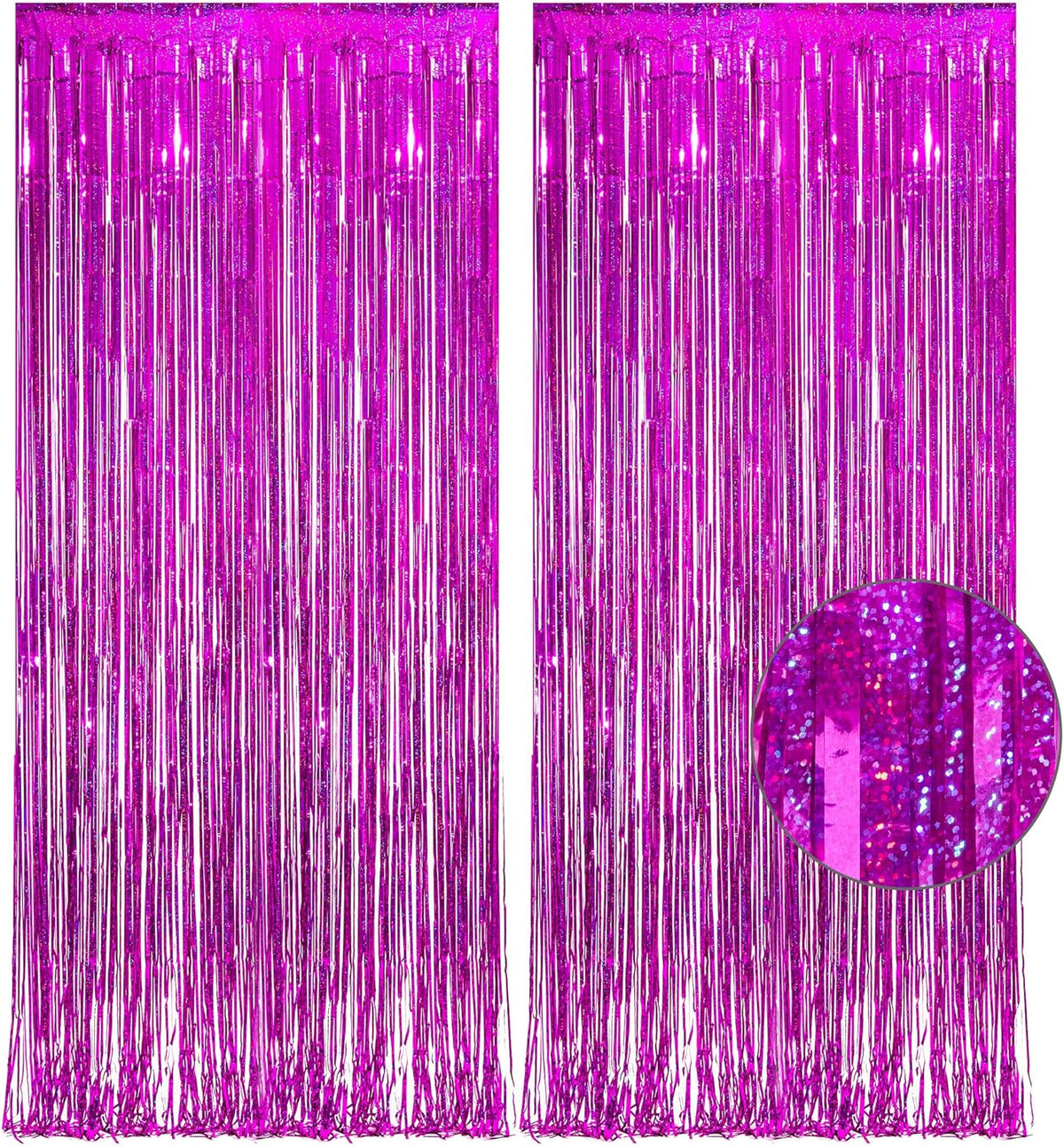 Magenta Tinsel Curtain Party Backdrop - GREATRIL Foil Fringe Curtain Photo Booth Streamers for
