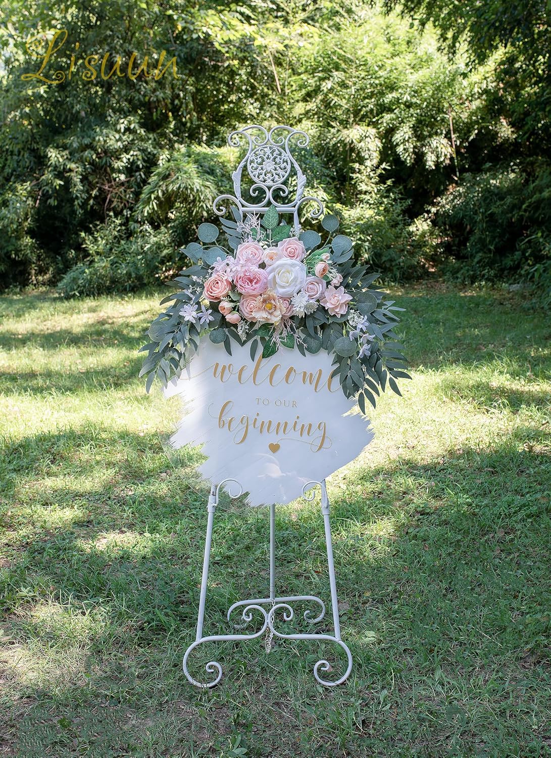 Wedding Arch Flowers, Artificial Flowers for Reception Backdrop and Welcome Ceremony Sign, Large