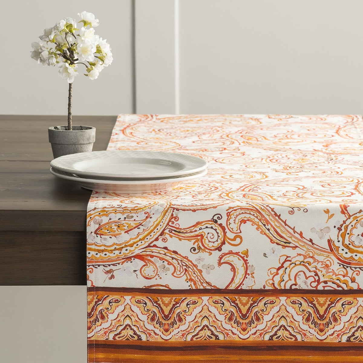 Maison d' Hermine Table Runner 100% Cotton Single Layer Table Runners 48 inches Long Decorative for