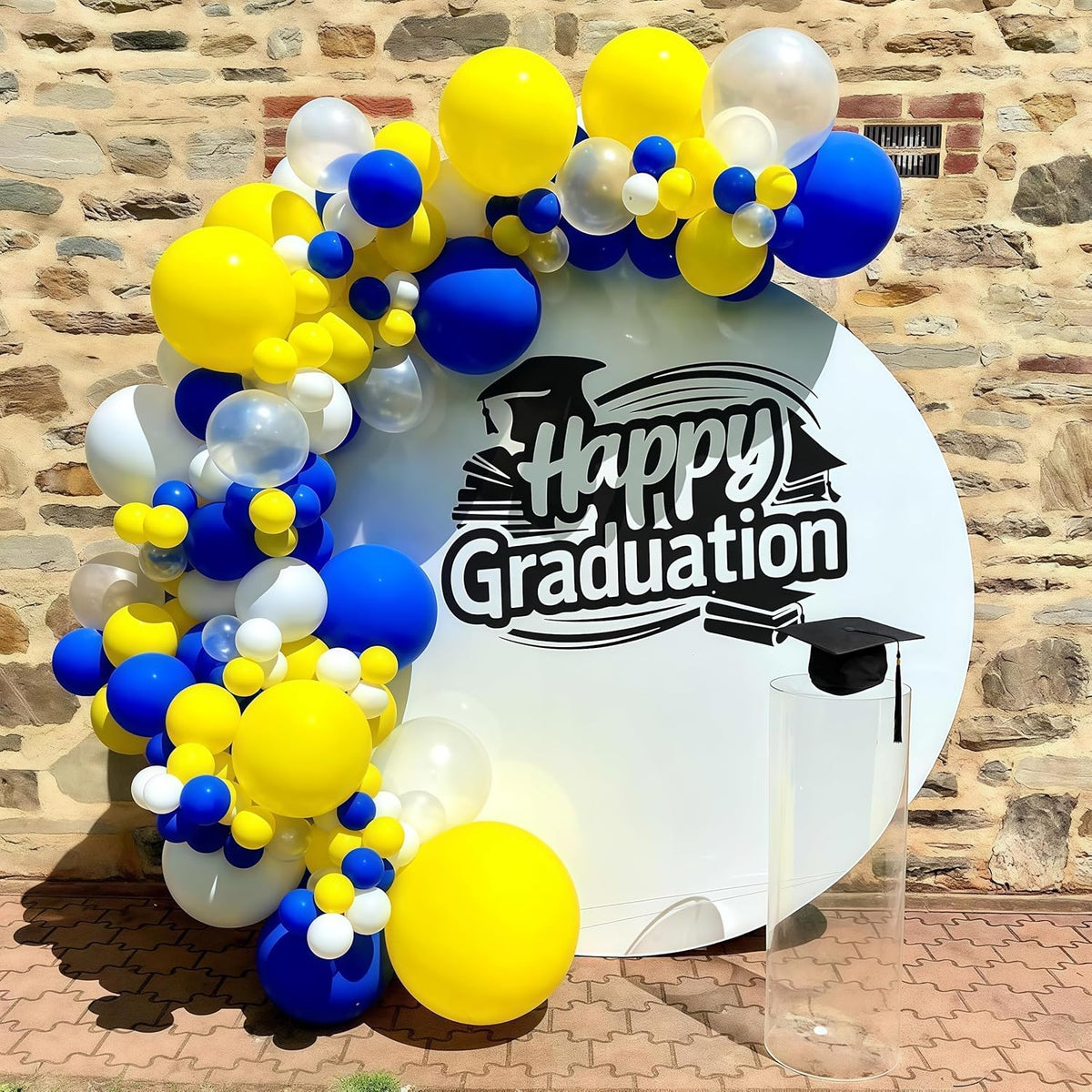 Navy Blue Yellow White Balloons, 12 Inch Navy Blue Yellow White Party Balloons, Dark Blue Yellow