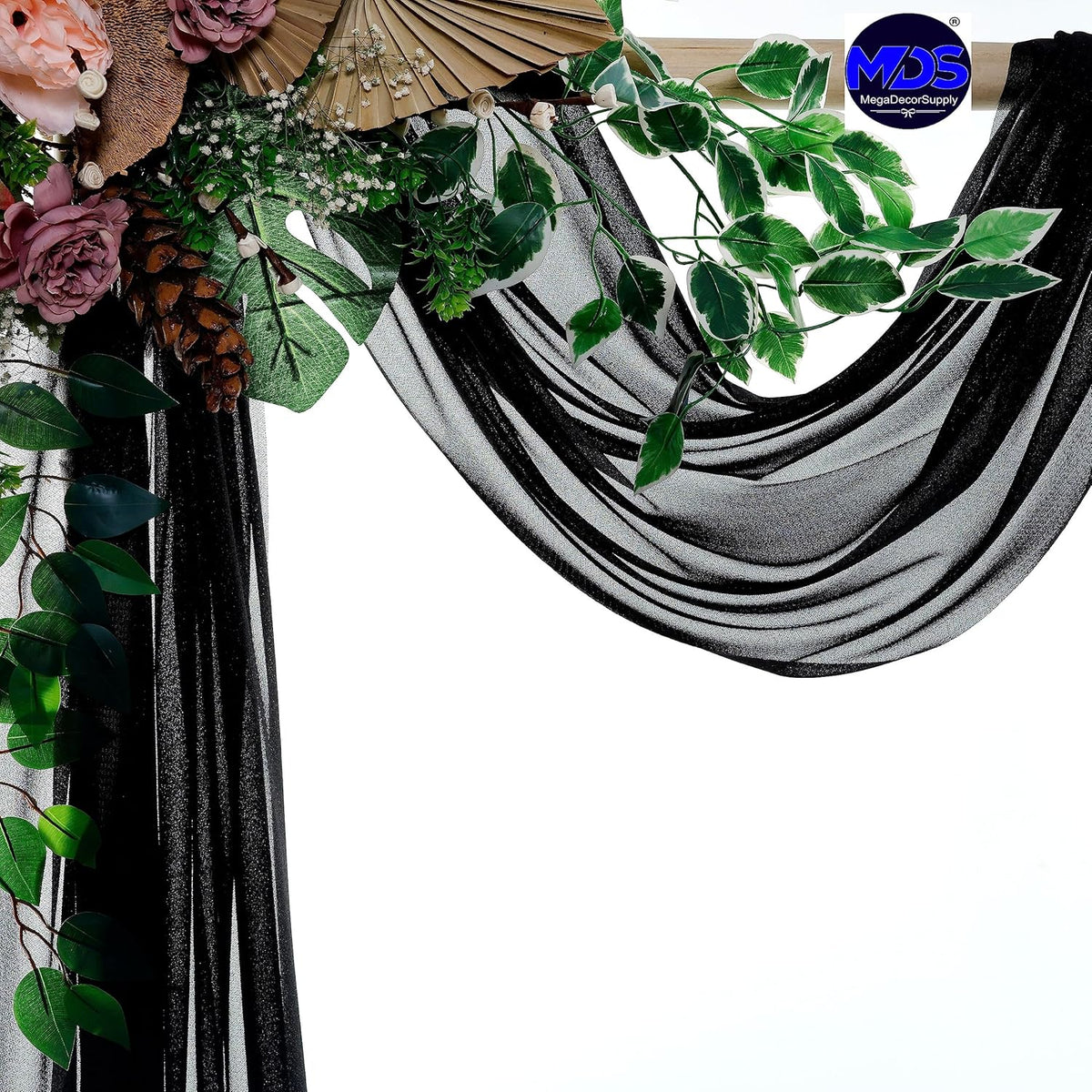 MDS Halloween Chiffon Draping Fabric - 1 Panel, 30" Wide x 20ft Long - Sheer Spooky Arbor & Canopy