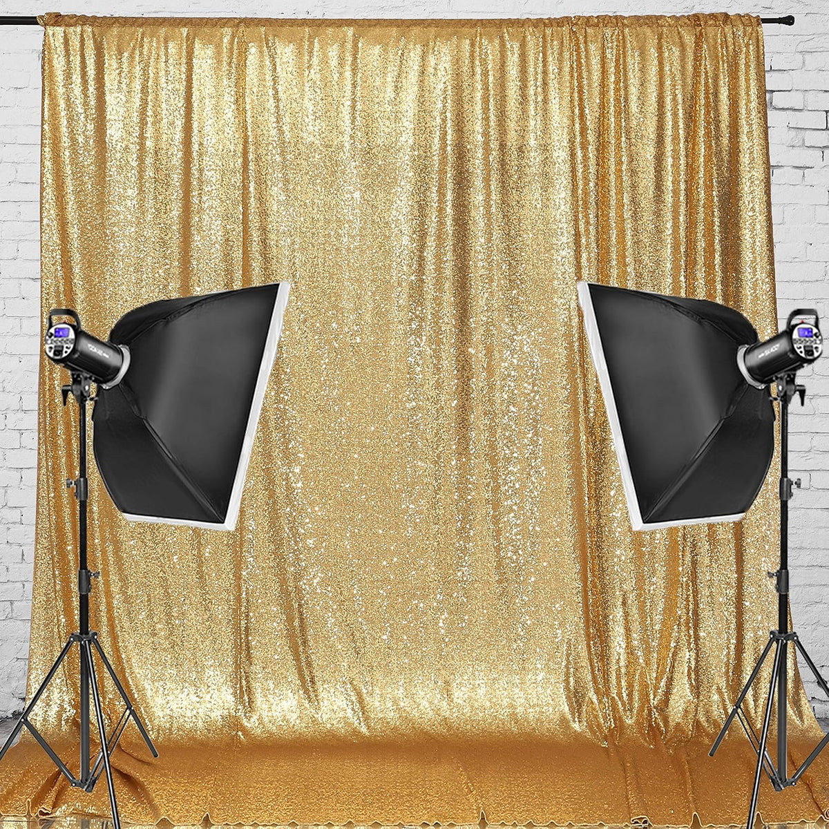 Eternal Beauty Gold Sequin Backdrop, 10x10 Ft Glitter Background Curtains for Shimmer Photography