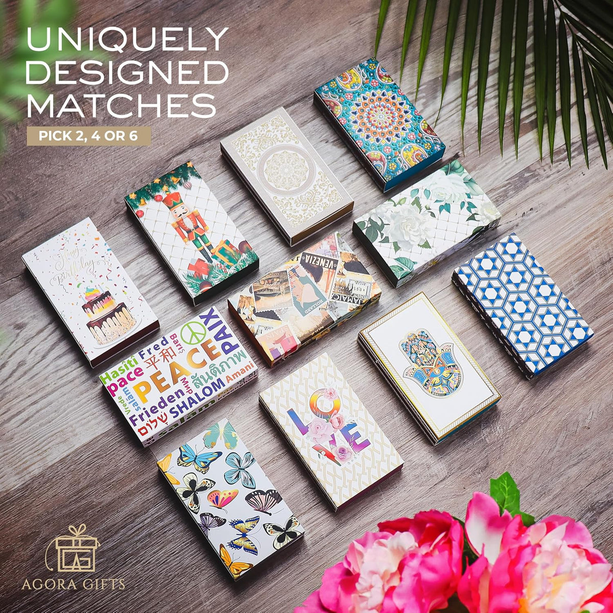 Decorative Matches Box -4-Inch Long Matches for Candles with Strike - Wooden Colorful Candle Sticks