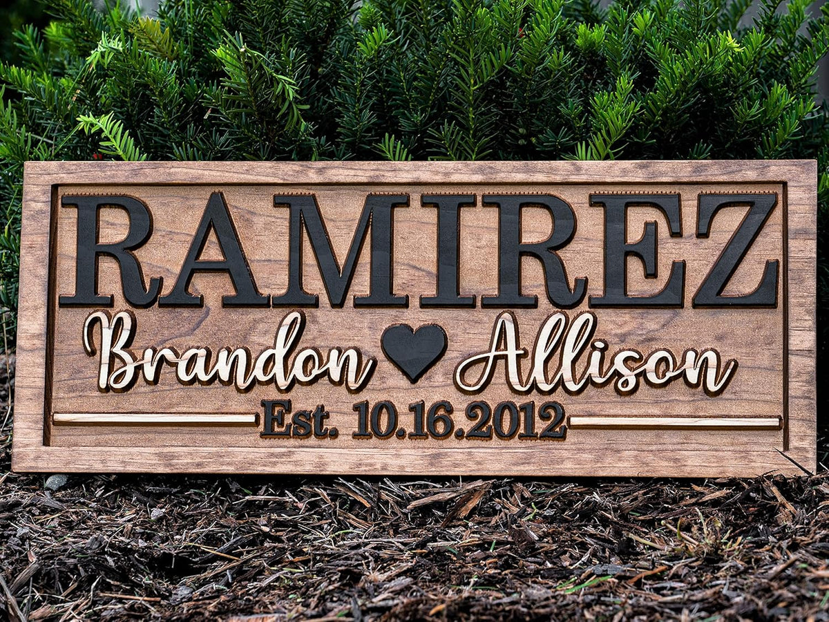 Bridal Shower Gift | Personalized Wedding Gift Last Name Established Sign | Anniversary |