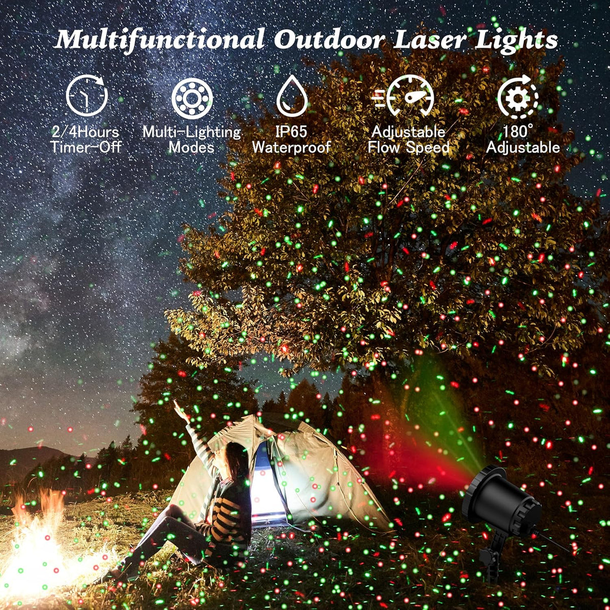 Christmas Laser Lights Projector Outdoor, AIRIVO 3 Color Motion Firefly Lights Projector, Moving