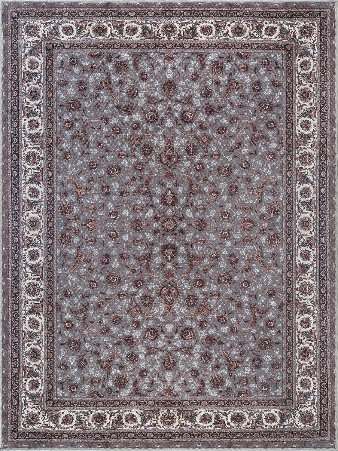 Bloom Rugs Washable Non-Slip 3' x 5' Rug - Slate Gray Traditional Oriental Area Rug for Living