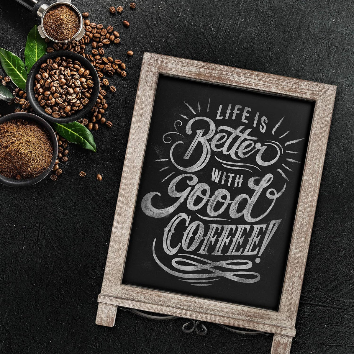 HBCY Creations Rustic Weathered Wooden Tabletop Chalkboard with Legs/Vintage Wedding Table